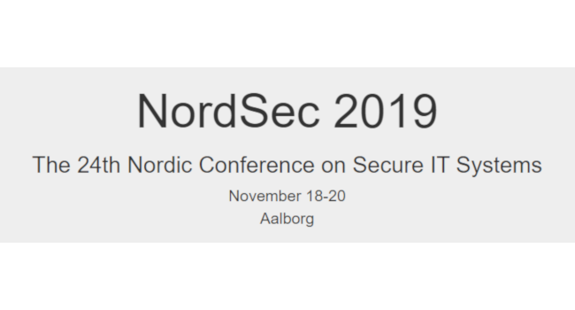 NordSec 2019 – 18-20 November, 2019 in Aalborg